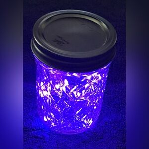PURPLE 1/2 PINT MASON JAR w/ LED FAIRY-LIGHTS/HANDMADE